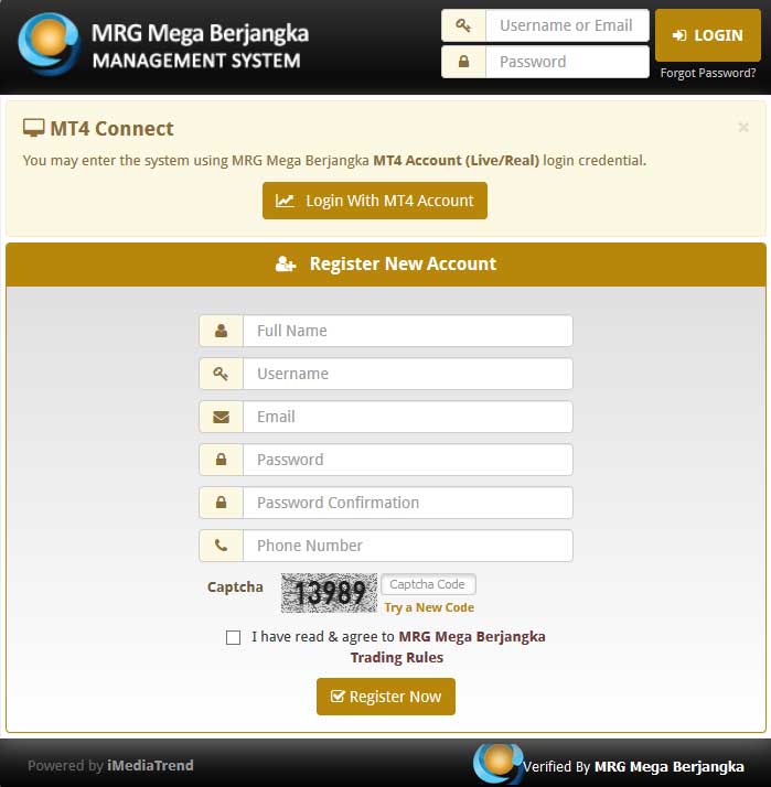 Request demo account MRG Mega Berjangka